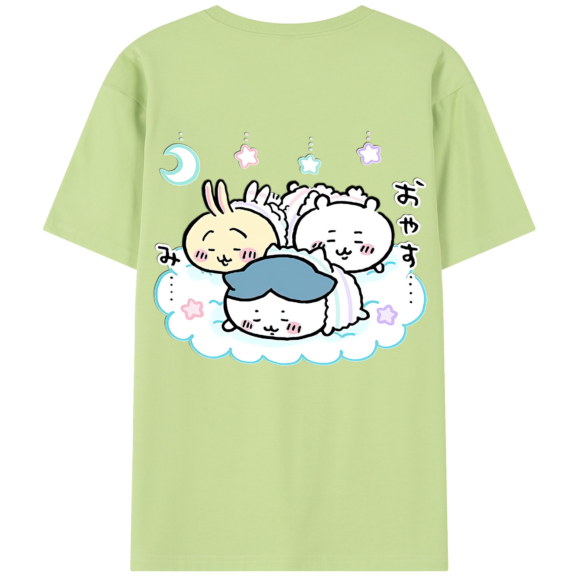 （画像用） ちいかわ ハチワレ Chii-kawa hachiware 綿100％半袖Tシャツ（背面プリント）